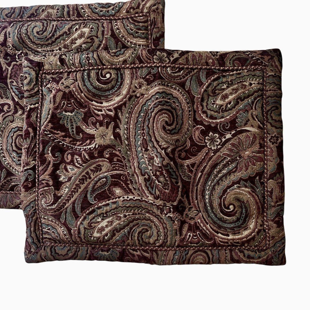 Croscill Estate Paisley 2 Sham Pillows 27x21 Regalia Standard Brocade Jacquard